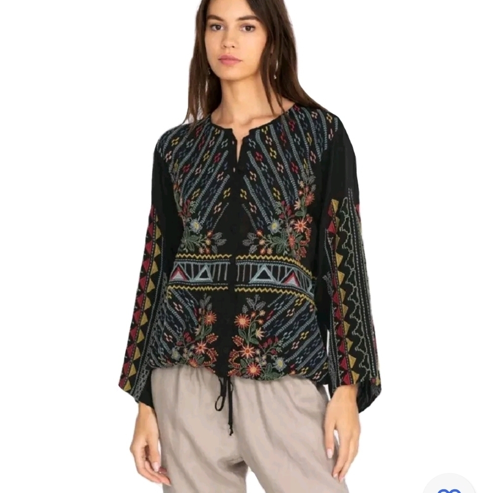 Johnny Was Black Sheer Blouse - Picture 2 of 6